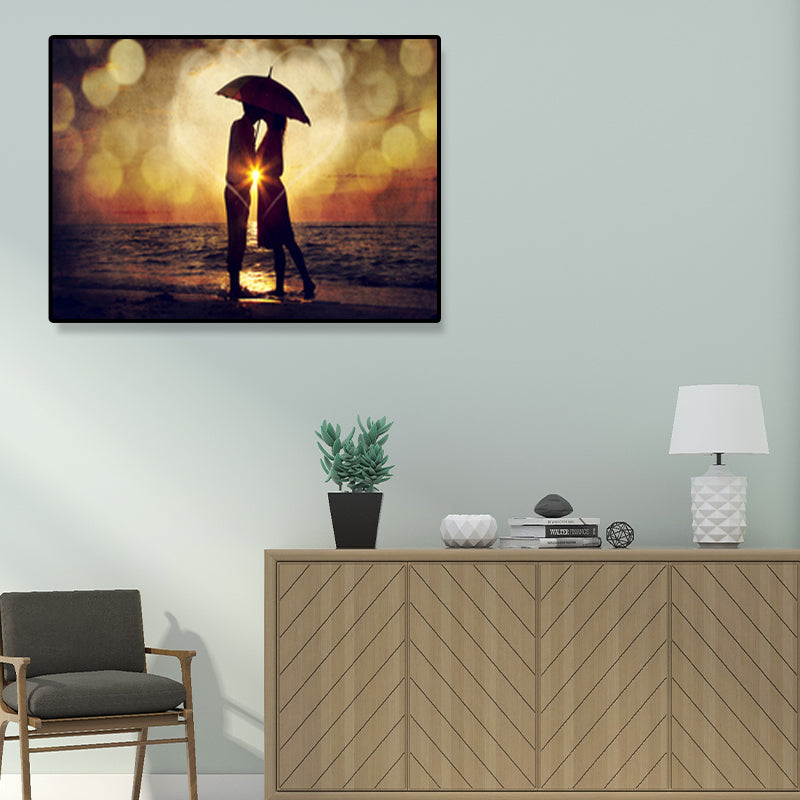Light Color Lovers Wrapped Canvas Human Modern Decorative Wall Art Print for Bedroom Clearhalo 'Art Gallery' 'Canvas Art' 'Contemporary Art Gallery' 'Modern' Arts' 1691668