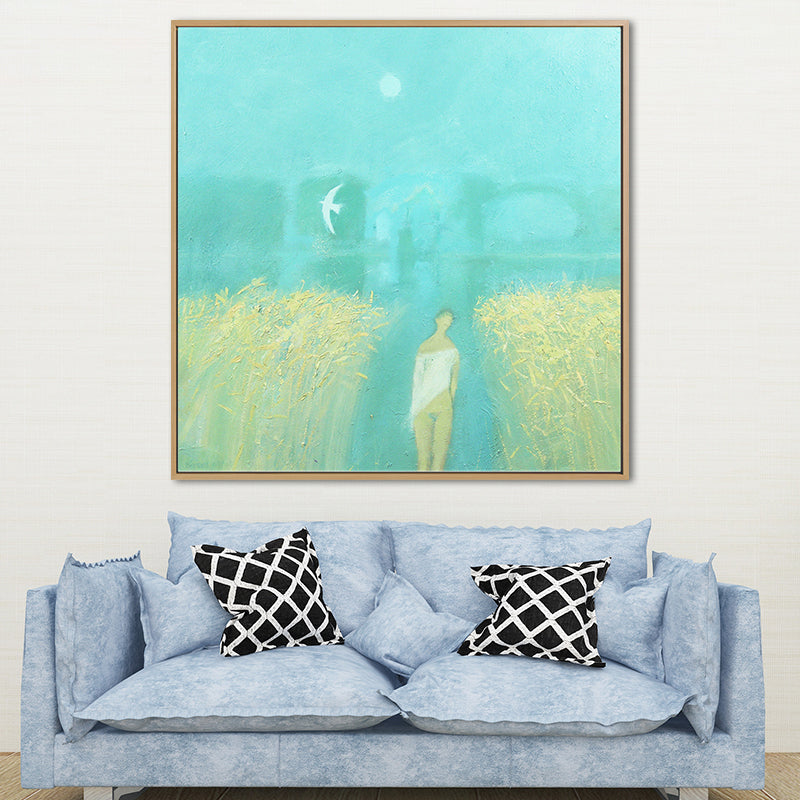 Light Color Scandinavian Style Canvas Creative Landscape Painting for Guest Room Blue Clearhalo 'Arts' 'Canvas Art' 1691688