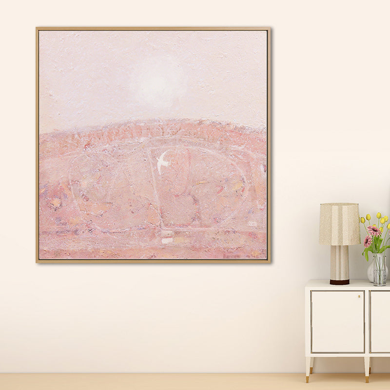 Light Color Scandinavian Style Canvas Creative Landscape Painting for Guest Room Pink Clearhalo 'Arts' 'Canvas Art' 1691695