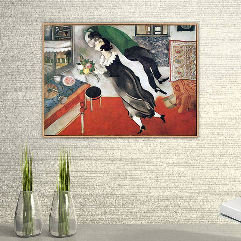 Black and White Fauvism Canvas Marc Chagall the Birthday Painting Wall Art Print for Room Clearhalo 'Arts' 'Canvas Art' 1691725