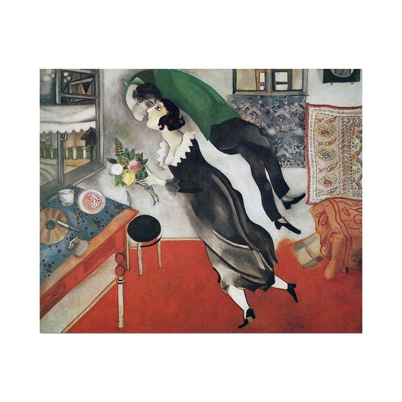 Black and White Fauvism Canvas Marc Chagall the Birthday Painting Wall Art Print for Room Clearhalo 'Arts' 'Canvas Art' 1691727