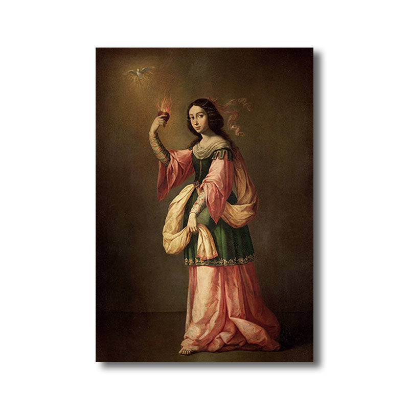 Retro Allegory of Charity Painting Brown Textured Wall Art Print for House Interior Clearhalo 'Arts' 'Canvas Art' 1691748