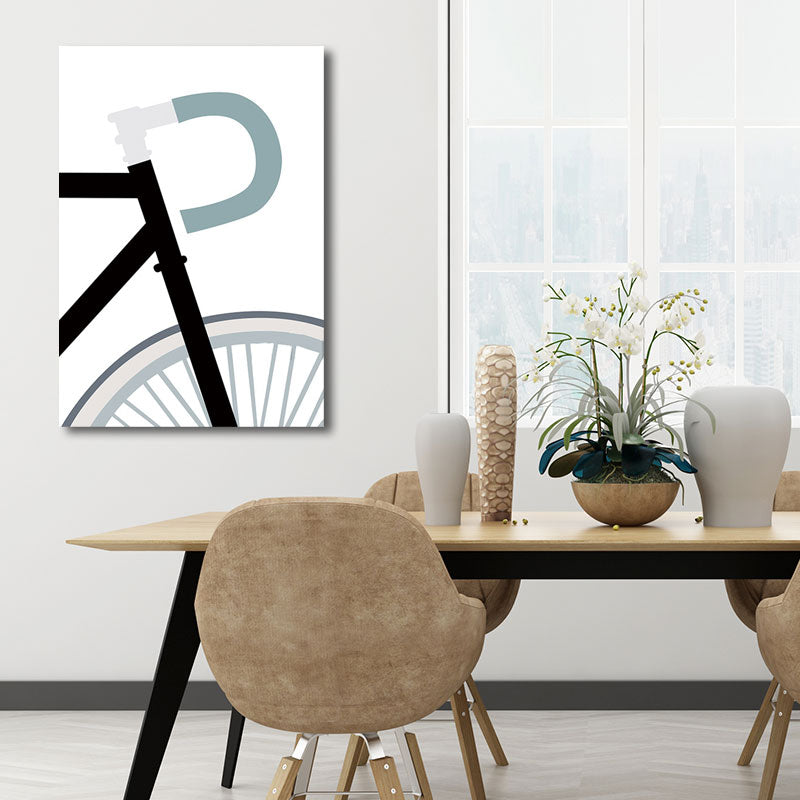 Bicycle Wall Art Decor White Nordic Canvas Print for Great Room, Multiple Size Available Clearhalo 'Arts' 'Canvas Art' 1691796