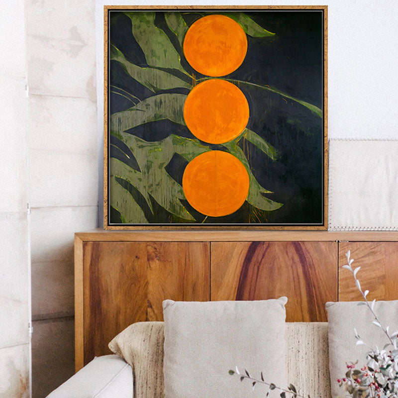 Scandinavian Style Leaves Pattern Art Canvas Orange Natural Botanical Wall Decor Clearhalo 'Arts' 'Canvas Art' 1691822