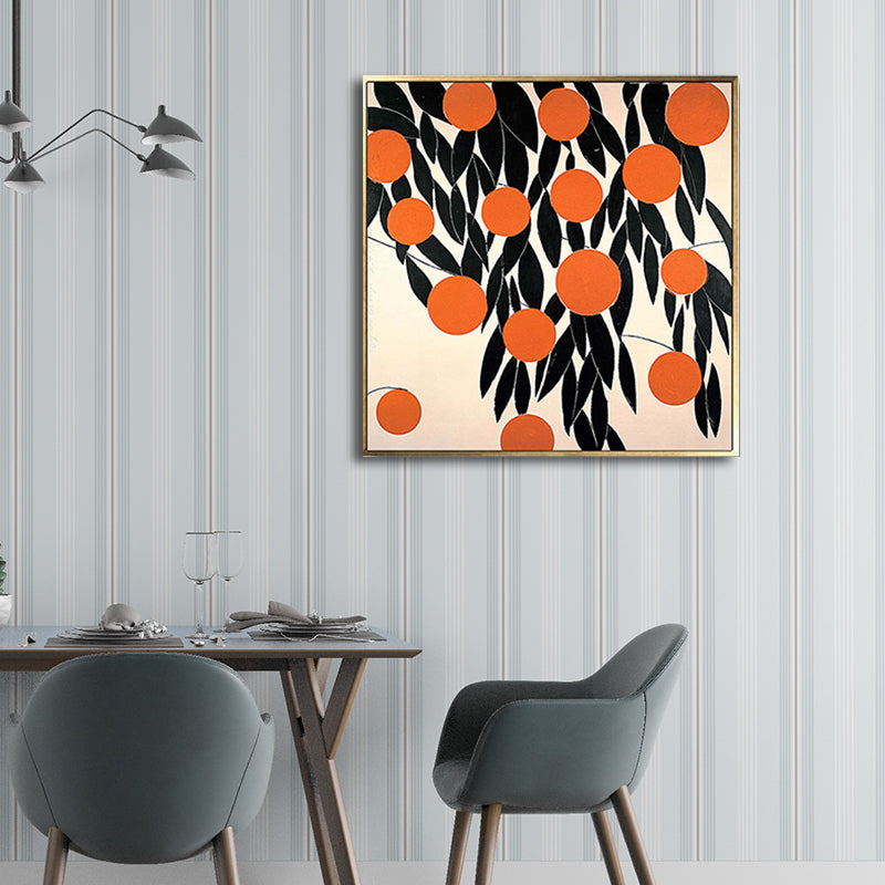 Scandinavian Style Leaves Pattern Art Canvas Orange Natural Botanical Wall Decor Orange Design 2 Clearhalo 'Arts' 'Canvas Art' 1691827