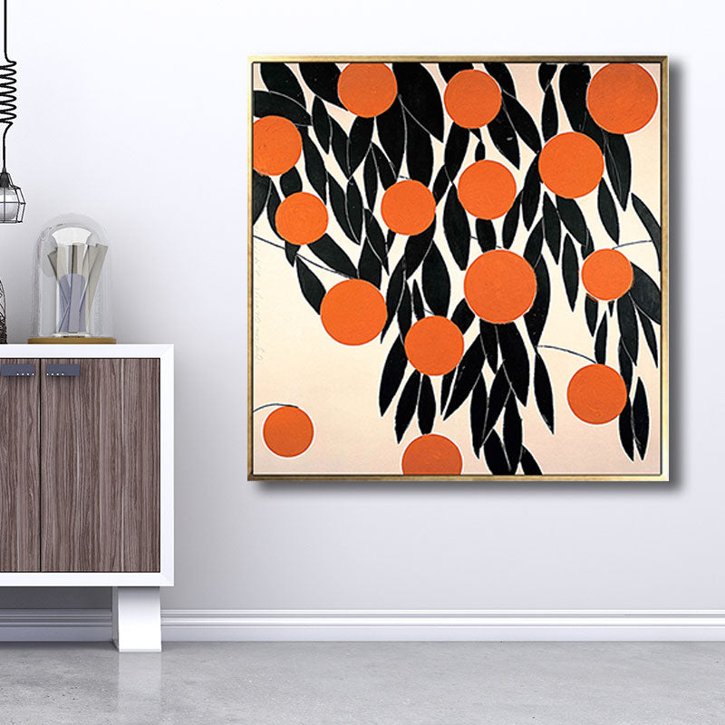 Scandinavian Style Leaves Pattern Art Canvas Orange Natural Botanical Wall Decor Clearhalo 'Arts' 'Canvas Art' 1691828