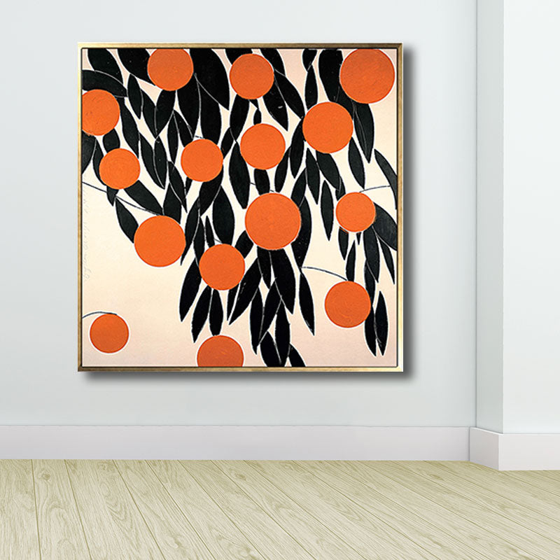 Scandinavian Style Leaves Pattern Art Canvas Orange Natural Botanical Wall Decor Clearhalo 'Arts' 'Canvas Art' 1691829