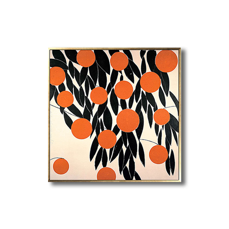 Scandinavian Style Leaves Pattern Art Canvas Orange Natural Botanical Wall Decor Clearhalo 'Arts' 'Canvas Art' 1691830