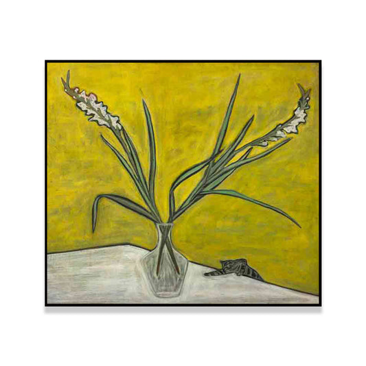 Scandinavian Flower and Vase Painting Yellow Textured Wall Art Decor for Dining Room Clearhalo 'Art Gallery' 'Canvas Art' 'Contemporary Art Gallery' 'Modern' Arts' 1691834