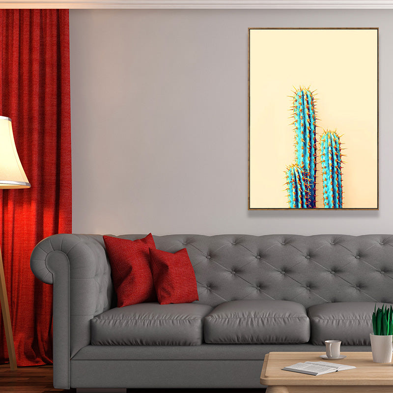 Minimalist Cactus Canvas Print Soft Color for Drawing Room Wall Art Decor, Multiple Size Options Clearhalo 'Art Gallery' 'Canvas Art' 'Contemporary Art Gallery' 'Modern' Arts' 1691846