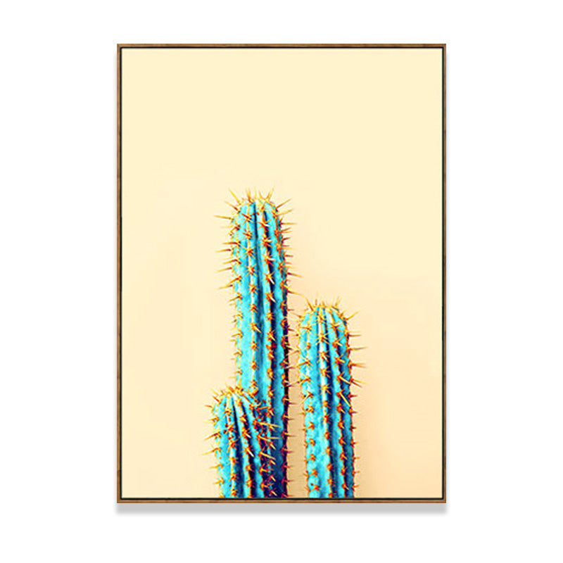Minimalist Cactus Canvas Print Soft Color for Drawing Room Wall Art Decor, Multiple Size Options Clearhalo 'Art Gallery' 'Canvas Art' 'Contemporary Art Gallery' 'Modern' Arts' 1691848