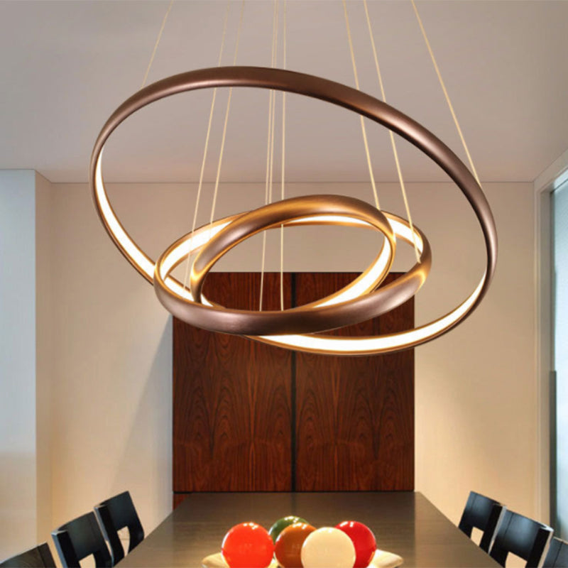 Black/Brown/Gold Orbit LED Ceiling Light Modernism 1/2/3-Light Acrylic Chandelier in Warm/White/Natural Light Clearhalo 'Ceiling Lights' 'Chandeliers' 'Modern Chandeliers' 'Modern' Lighting' 1692166