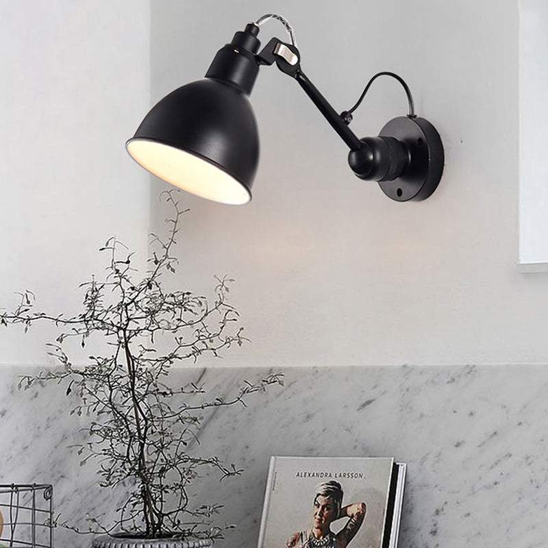 Modern Style 1 Head Wall Mounted Lamp with Metal Shade Black/White Domed Sconce Lighting for Living Room Black Clearhalo 'Cast Iron' 'Glass' 'Industrial' 'Modern wall lights' 'Modern' 'Tiffany' 'Traditional wall lights' 'Wall Lamps & Sconces' 'Wall Lights' Lighting' 169220