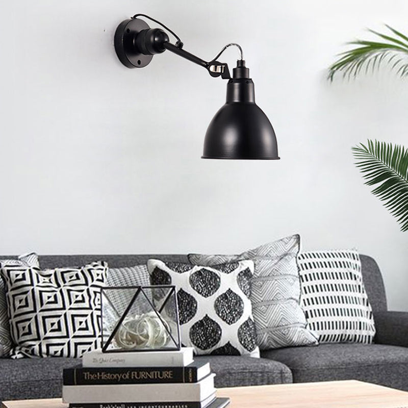 Modern Style 1 Head Wall Mounted Lamp with Metal Shade Black/White Domed Sconce Lighting for Living Room Clearhalo 'Cast Iron' 'Glass' 'Industrial' 'Modern wall lights' 'Modern' 'Tiffany' 'Traditional wall lights' 'Wall Lamps & Sconces' 'Wall Lights' Lighting' 169221