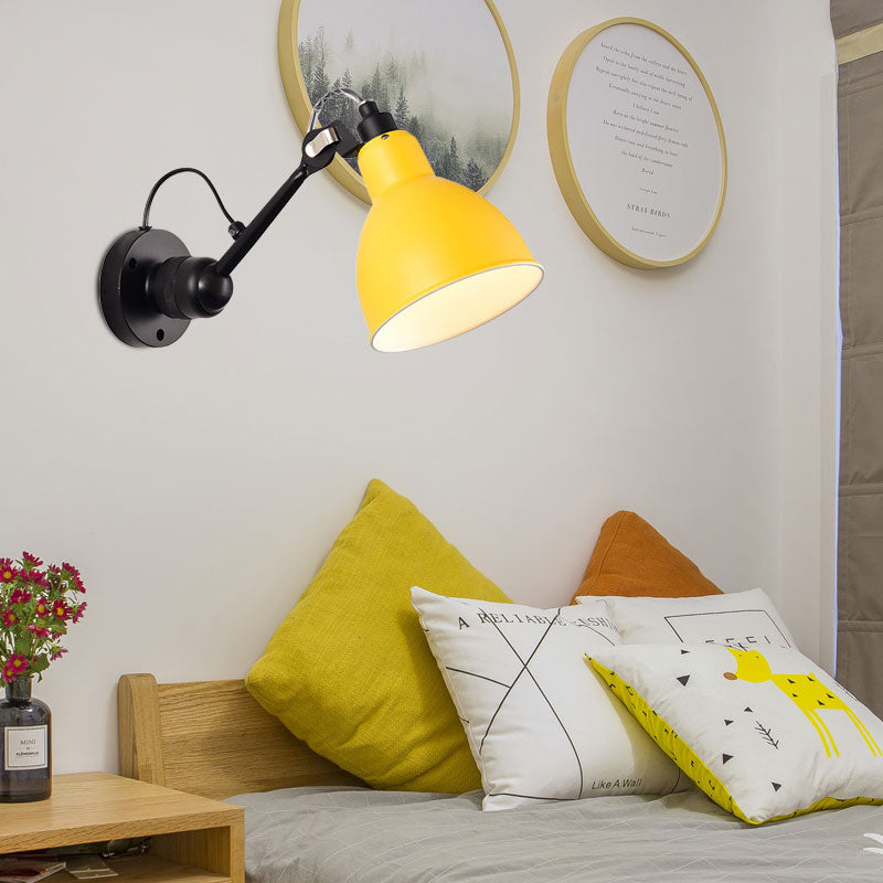 Modern Style 1 Head Wall Mounted Lamp with Metal Shade Black/White Domed Sconce Lighting for Living Room Yellow Clearhalo 'Cast Iron' 'Glass' 'Industrial' 'Modern wall lights' 'Modern' 'Tiffany' 'Traditional wall lights' 'Wall Lamps & Sconces' 'Wall Lights' Lighting' 169228