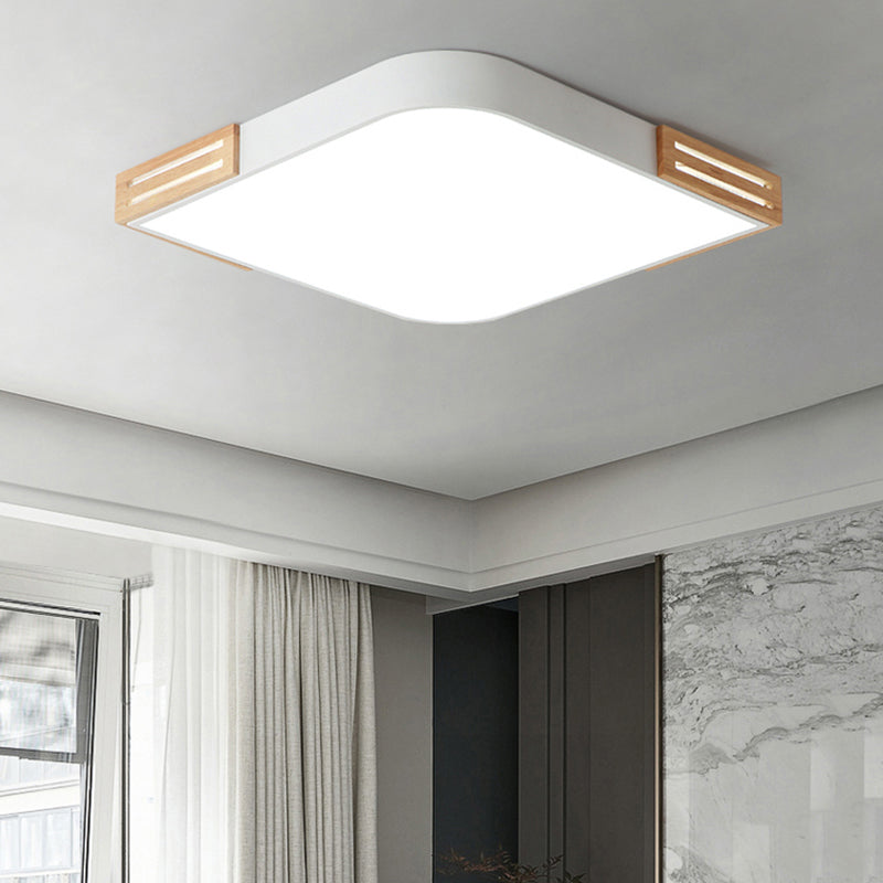 16"/19.5" W Flat Square LED Flush Ceiling Light Modern Stylish Acrylic Ceiling Lamp in White for Dining Room White White Clearhalo 'Ceiling Lights' 'Close To Ceiling Lights' 'Close to ceiling' 'Flush mount' Lighting' 169235