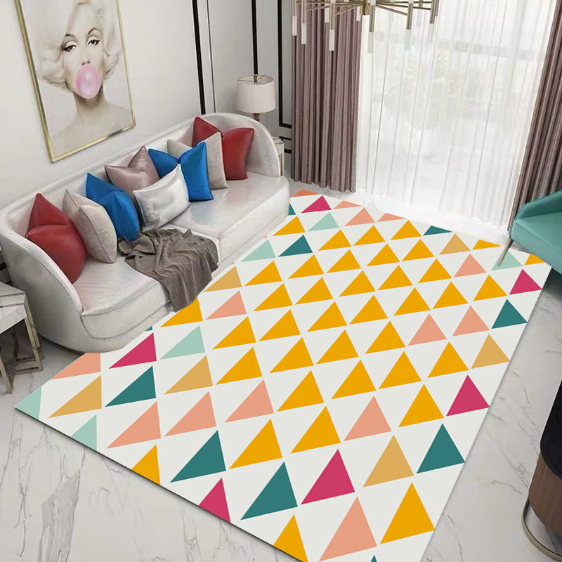 Casual Modern Rug in Yellow Plaid Triangle Pattern Rug Polyester Pet Friendly Carpet for Home Decoration Yellow Clearhalo 'Area Rug' 'Modern' 'Rugs' Rug' 1692512