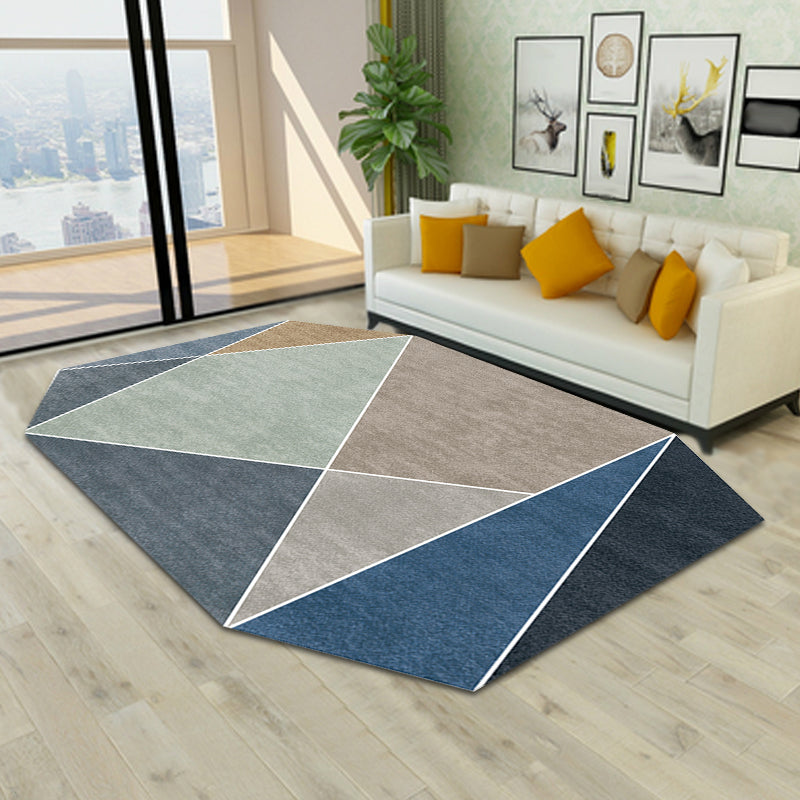 Blue and Brown Irregular Rug Bedroom Novelty Color Block Pattern Area Rug Polyester Pet Friendly Carpet Blue Clearhalo 'Area Rug' 'Rug' 1692520