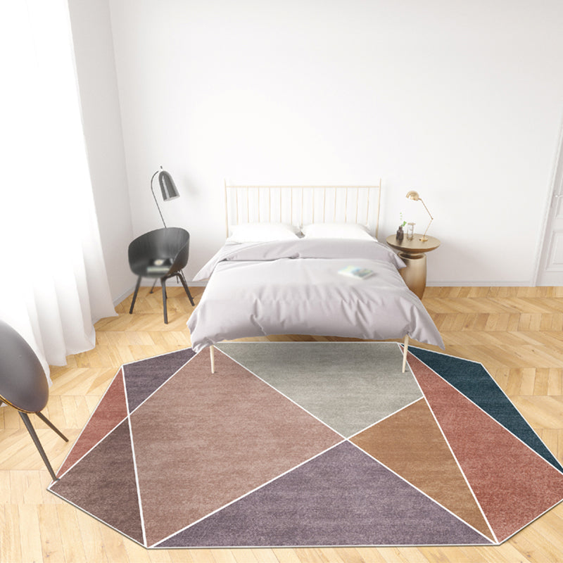 Blue and Brown Irregular Rug Bedroom Novelty Color Block Pattern Area Rug Polyester Pet Friendly Carpet Brown Clearhalo 'Area Rug' 'Rug' 1692528