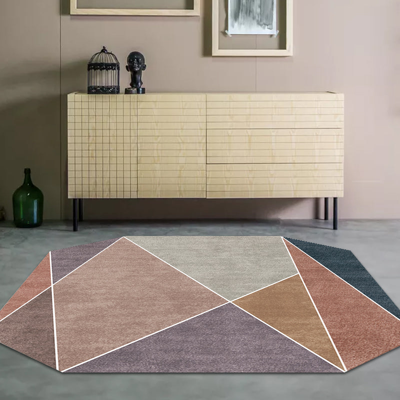 Blue and Brown Irregular Rug Bedroom Novelty Color Block Pattern Area Rug Polyester Pet Friendly Carpet Clearhalo 'Area Rug' 'Rug' 1692529