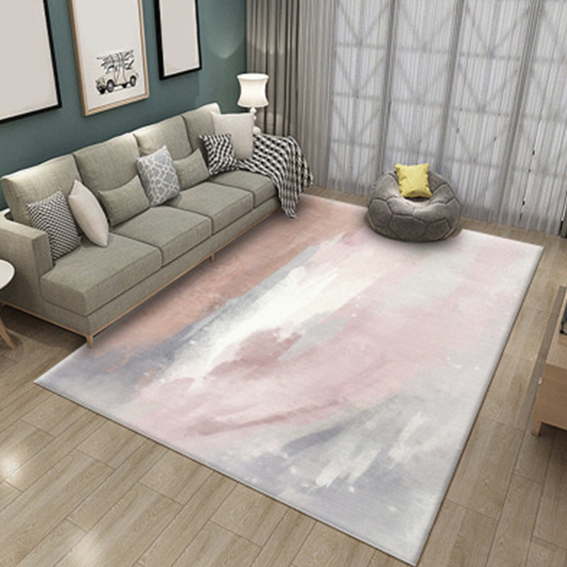 Pink and Green Bedroom Rug Modern Abstract Pattern Area Rug Polyester Stain-Resistant Carpet Light Pink Clearhalo 'Area Rug' 'Modern' 'Rugs' Rug' 1692545