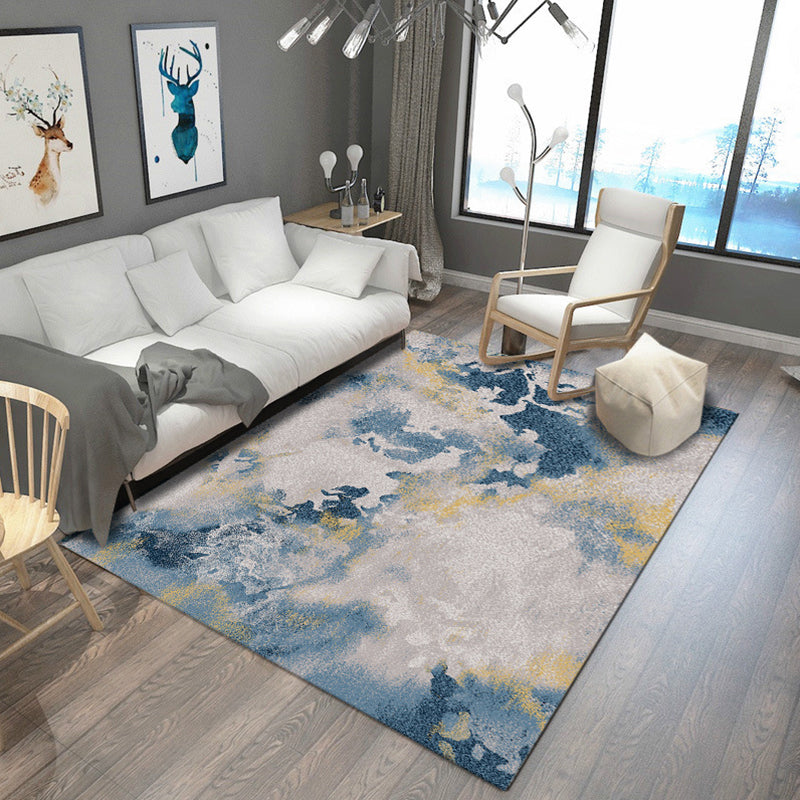 Casual Modern Rug in Brown and Blue Abstract Pattern Rug Polyester Stain-Resistant Carpet for Home Decoration Blue Clearhalo 'Area Rug' 'Modern' 'Rugs' Rug' 1692554