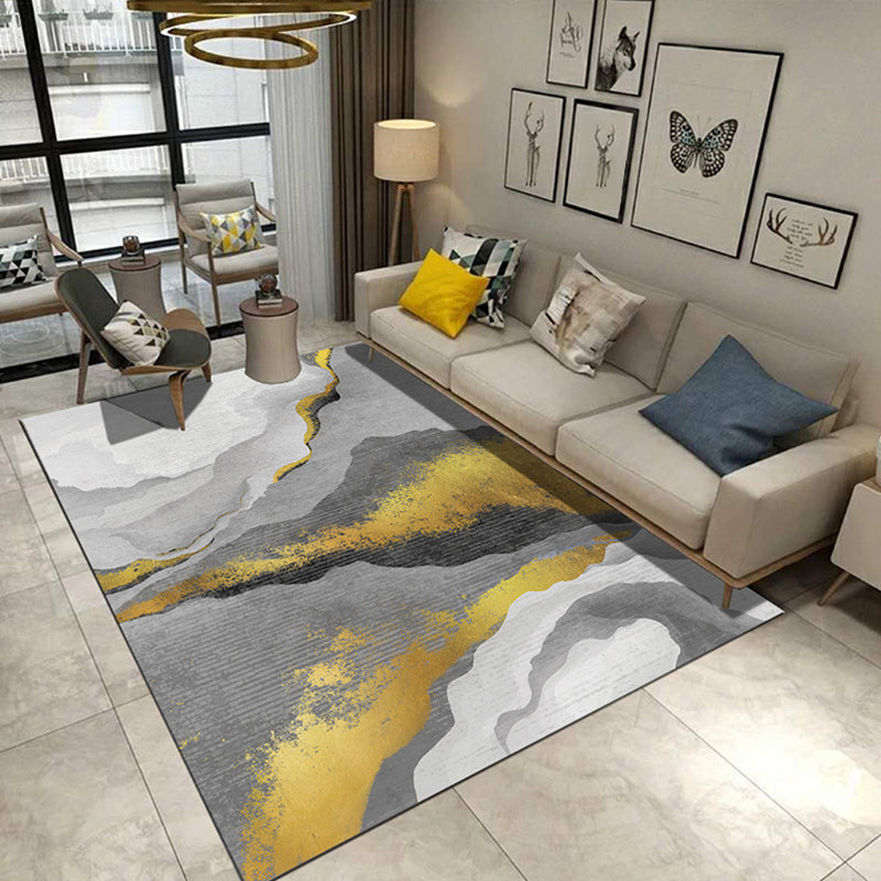 Casual Modern Rug in Brown and Blue Abstract Pattern Rug Polyester Stain-Resistant Carpet for Home Decoration Yellow Clearhalo 'Area Rug' 'Modern' 'Rugs' Rug' 1692556