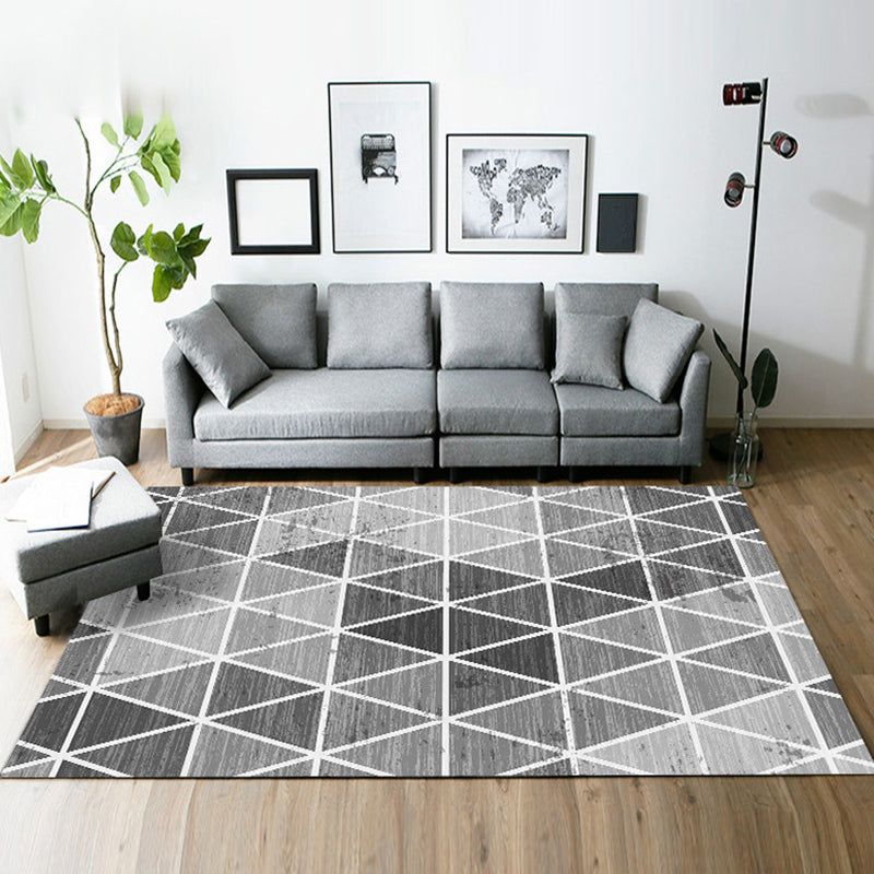 Casual Modern Rug in Blue and Grey Geometry Rectangle Triangle Pattern Rug Polyester Washable Carpet for Home Decor Black Clearhalo 'Area Rug' 'Modern' 'Rugs' Rug' 1692565