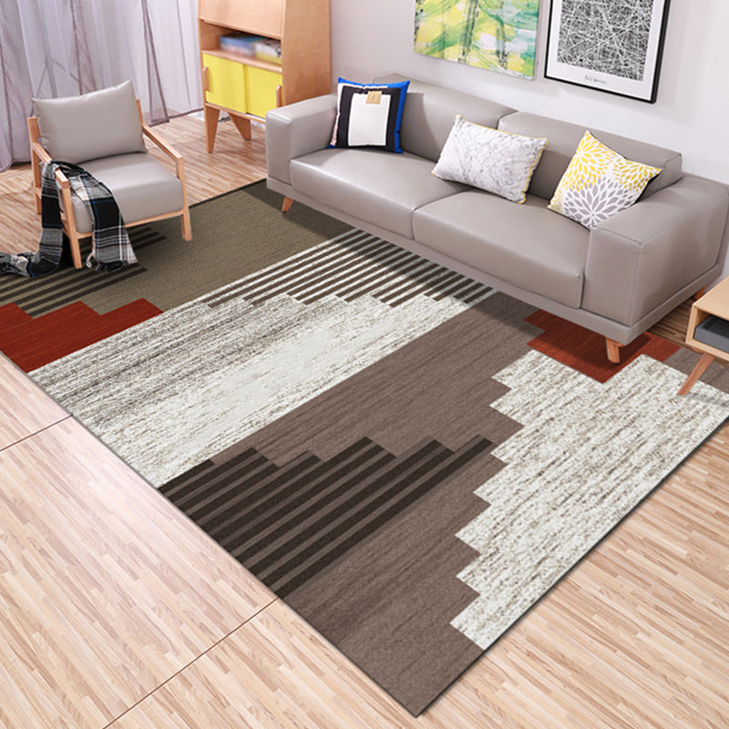 Blue and Grey Bedroom Rug Modern Geometric Pattern Area Rug Polyester Washable Non-Slip Backing Carpet Brown Clearhalo 'Area Rug' 'Modern' 'Rugs' Rug' 1692573