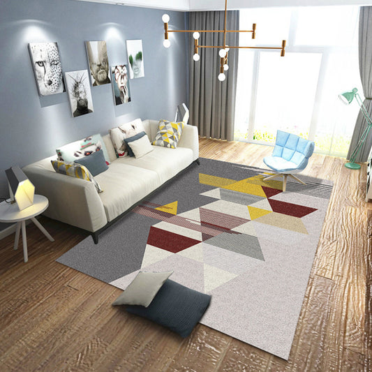 Blue and Grey Bedroom Rug Modern Geometric Pattern Area Rug Polyester Washable Non-Slip Backing Carpet Dark Gray Clearhalo 'Area Rug' 'Modern' 'Rugs' Rug' 1692575