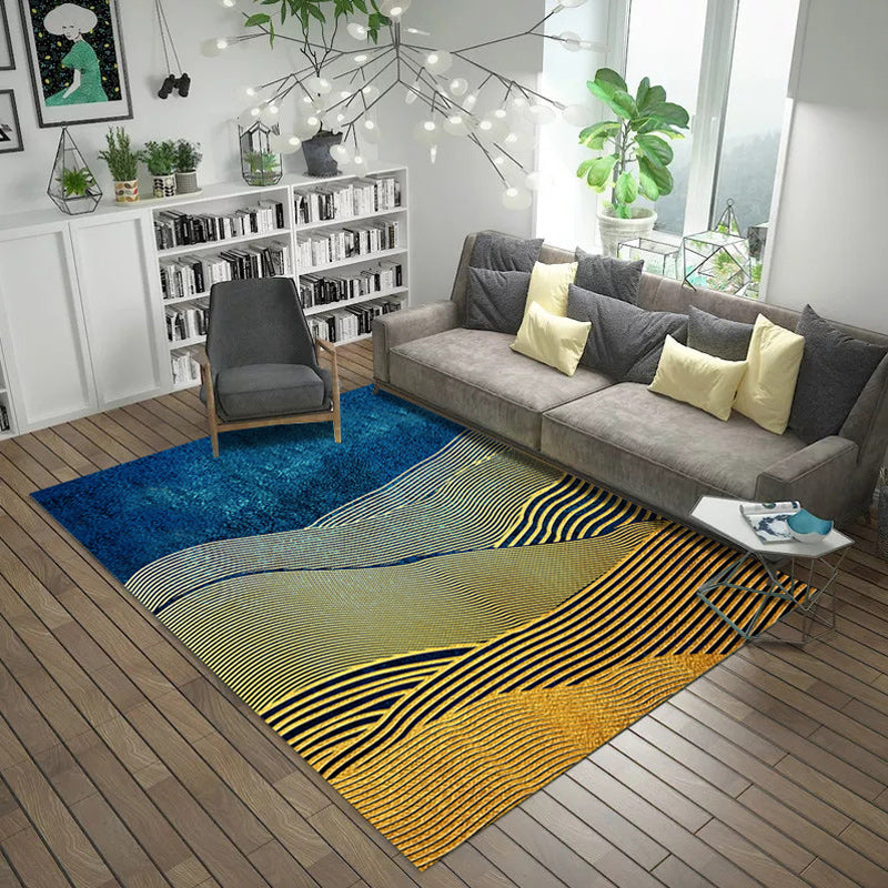 Modern Living Room Rug in Black and Green Abstract Twisted Line Print Rug Polyester Pet Friendly Area Rug Yellow Clearhalo 'Area Rug' 'Modern' 'Rugs' Rug' 1692606