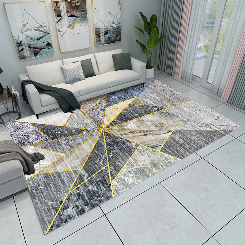 Grey and Green Bedroom Rug Modern Color Block Pattern Area Rug Polyester Washable Pet Friendly Carpet Dark Gray Clearhalo 'Area Rug' 'Modern' 'Rugs' Rug' 1692617