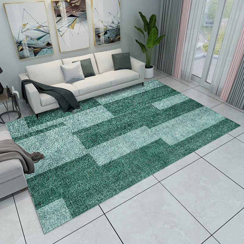 Grey and Green Bedroom Rug Modern Color Block Pattern Area Rug Polyester Washable Pet Friendly Carpet Green Clearhalo 'Area Rug' 'Modern' 'Rugs' Rug' 1692618