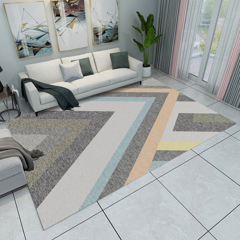 Grey and Green Bedroom Rug Modern Color Block Pattern Area Rug Polyester Washable Pet Friendly Carpet Grey Clearhalo 'Area Rug' 'Modern' 'Rugs' Rug' 1692619