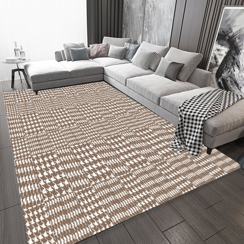 Novelty Modern Rug in Brown Houndstooth Pattern Rug Polyester Non-Slip Backing Carpet for Home Decoration Brown Clearhalo 'Area Rug' 'Modern' 'Rugs' Rug' 1692638