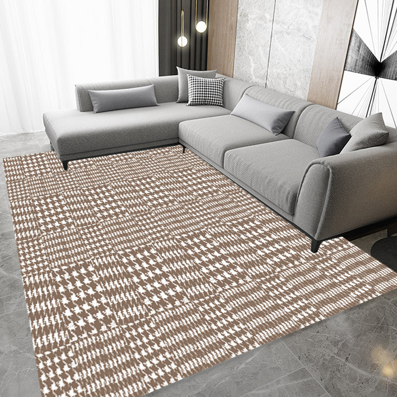 Novelty Modern Rug in Brown Houndstooth Pattern Rug Polyester Non-Slip Backing Carpet for Home Decoration Clearhalo 'Area Rug' 'Modern' 'Rugs' Rug' 1692639