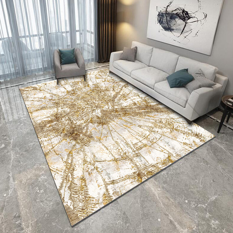 Modern Living Room Rug in Yellow and Blue Abstract Brushstroke Print Rug Polyester Machine Washable Area Rug Gold Clearhalo 'Area Rug' 'Modern' 'Rugs' Rug' 1692679