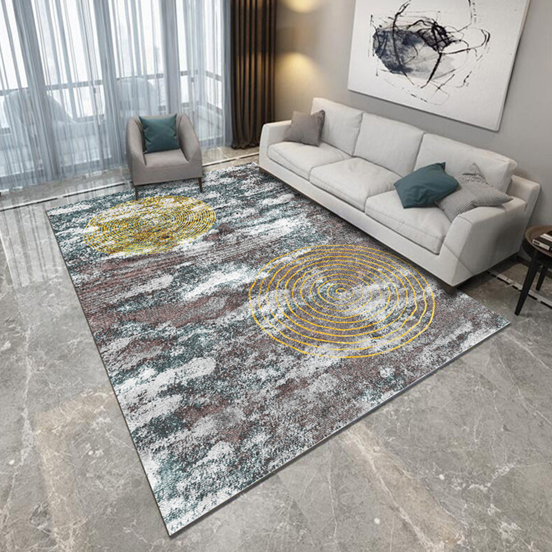 Modern Living Room Rug in Black Abstract Painting Print Rug Polyester Pet  Friendly Area Rug - Clearhalo