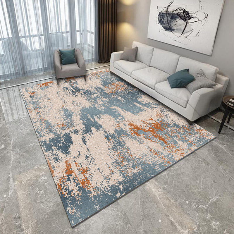 Modern Living Room Rug in Yellow and Blue Abstract Brushstroke Print Rug Polyester Machine Washable Area Rug Blue Clearhalo 'Area Rug' 'Modern' 'Rugs' Rug' 1692681