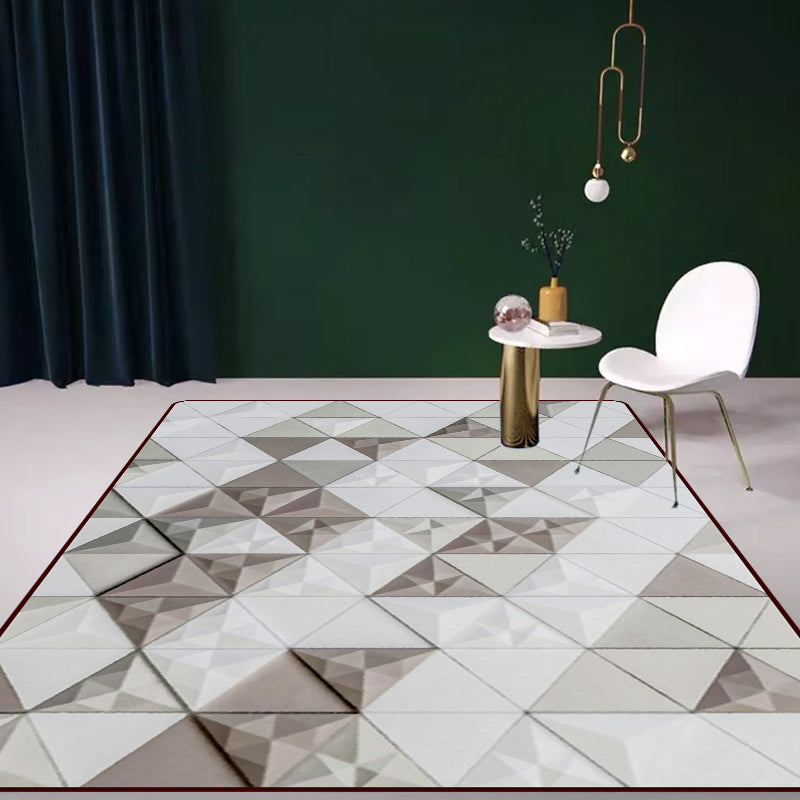 Modern Living Room Rug in Grey Geometric Triangle Print Rug Polyester Machine Washable Area Rug Grey Clearhalo 'Area Rug' 'Modern' 'Rugs' Rug' 1692683