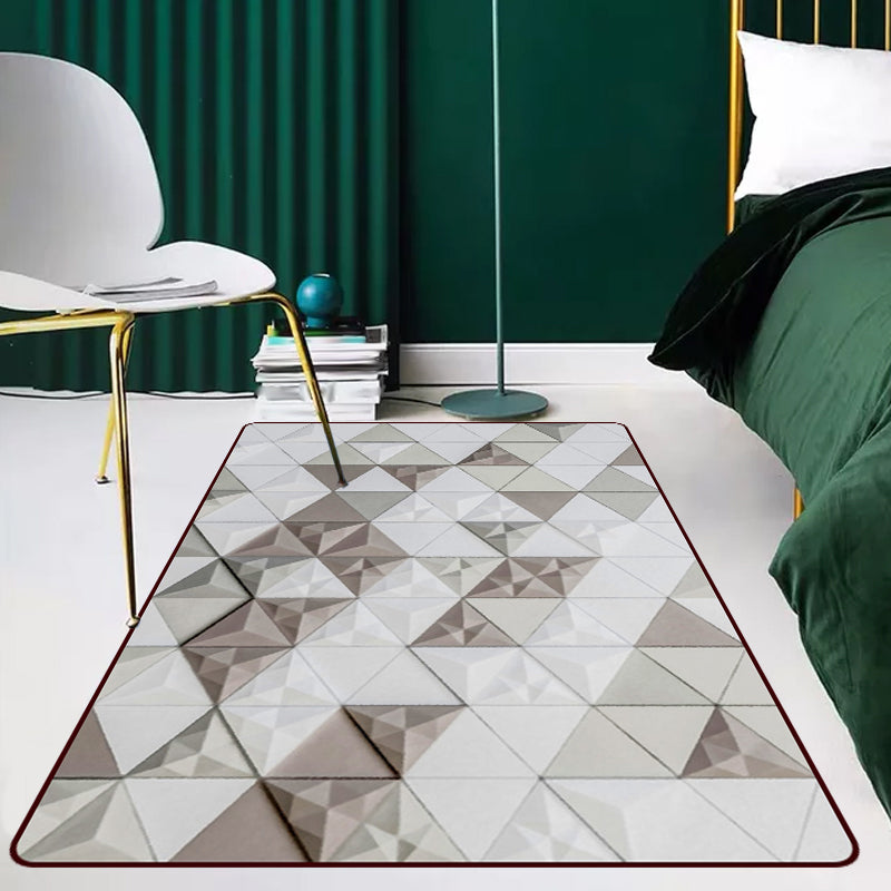 Modern Living Room Rug in Grey Geometric Triangle Print Rug Polyester Machine Washable Area Rug Clearhalo 'Area Rug' 'Modern' 'Rugs' Rug' 1692684