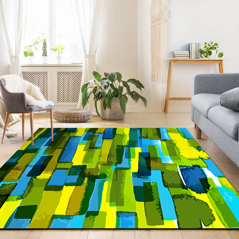 Modern Living Room Rug in Green Abstract Print Rug Polyester Anti-Slip Backing Area Rug Green Clearhalo 'Area Rug' 'Modern' 'Rugs' Rug' 1692707