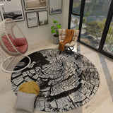 Scandinavian Modern Rug in Black and Grey Abstract Wood Grain Moon Pattern Rug Polyester Non-Slip Carpet for Home Decor Black Clearhalo 'Area Rug' 'Modern' 'Rugs' Rug' 1692762