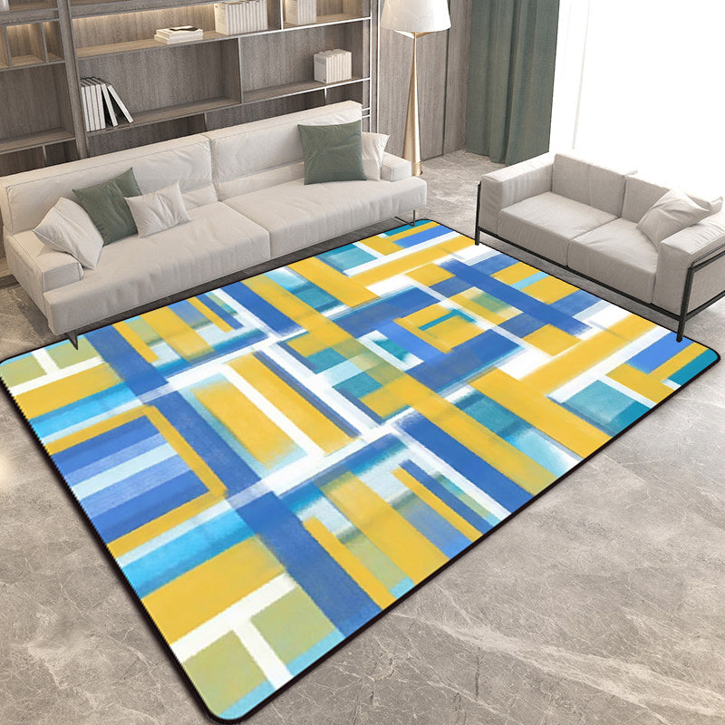 Casual Modern Rug in Black and Blue Abstract Rectangle Pattern Rug Polyester Pet Friendly Carpet for Home Decoration Clearhalo 'Area Rug' 'Modern' 'Rugs' Rug' 1692790