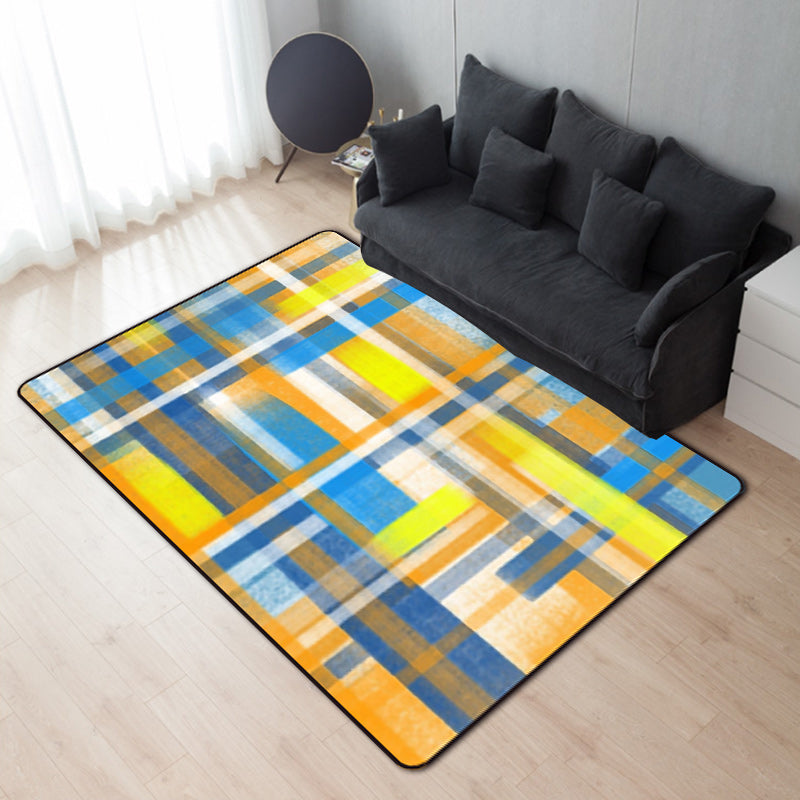 Casual Modern Rug in Black and Blue Abstract Rectangle Pattern Rug Polyester Pet Friendly Carpet for Home Decoration Yellow Clearhalo 'Area Rug' 'Modern' 'Rugs' Rug' 1692797