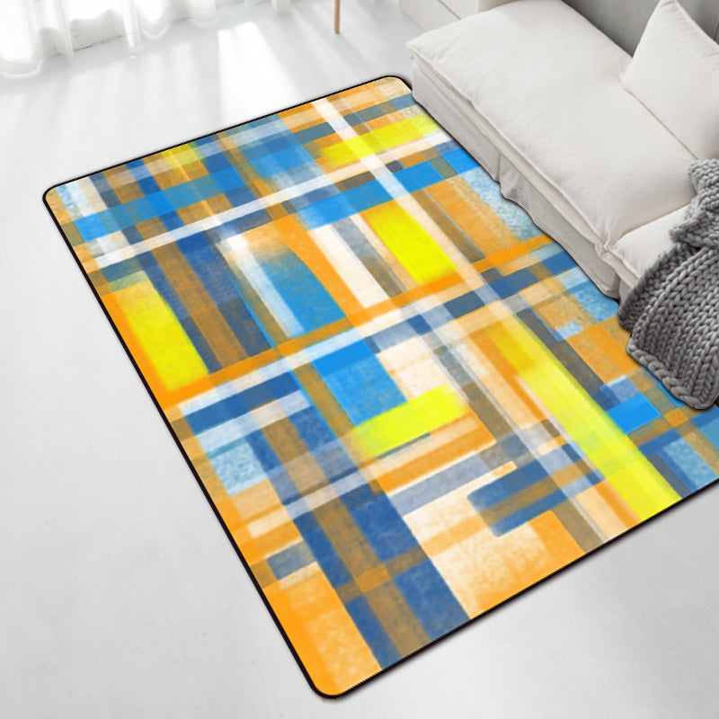 Casual Modern Rug in Black and Blue Abstract Rectangle Pattern Rug Polyester Pet Friendly Carpet for Home Decoration Clearhalo 'Area Rug' 'Modern' 'Rugs' Rug' 1692798