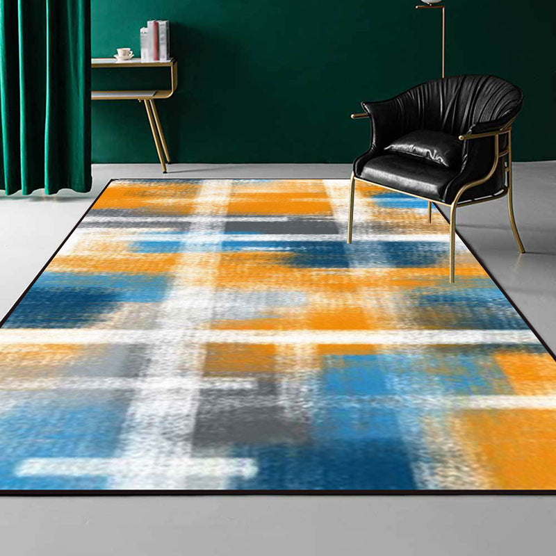 Casual Modern Rug in Black and Blue Abstract Rectangle Pattern Rug Polyester Pet Friendly Carpet for Home Decoration Orange Clearhalo 'Area Rug' 'Modern' 'Rugs' Rug' 1692803