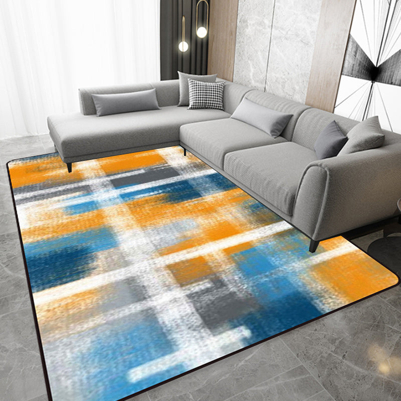 Casual Modern Rug in Black and Blue Abstract Rectangle Pattern Rug Polyester Pet Friendly Carpet for Home Decoration Clearhalo 'Area Rug' 'Modern' 'Rugs' Rug' 1692804