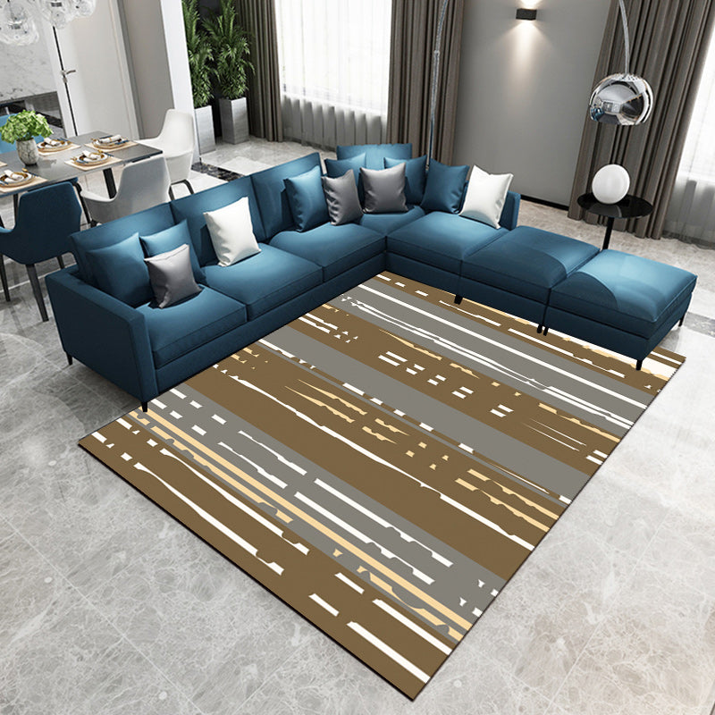 Nordic Modern Rug in Brown Abstract Stripes Pattern Rug Polyester Pet Friendly Carpet for Home Decoration Clearhalo 'Area Rug' 'Modern' 'Rugs' Rug' 1692807