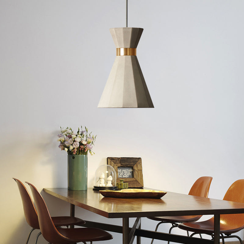 Geometric Pendant Light Nordic Cement 1 Light Grey Hanging Ceiling Light, 9"/10" Wide Grey 9" Clearhalo 'Ceiling Lights' 'Modern Pendants' 'Modern' 'Pendant Lights' 'Pendants' Lighting' 169281